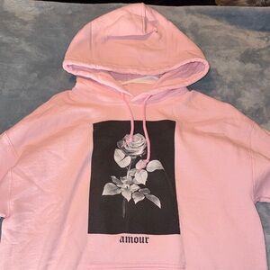 Pink Hoodie with Rose Graphic
